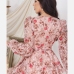 6Spring Floral Printed Long Sleeve A-Line Dress