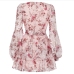 8Spring Floral Printed Long Sleeve A-Line Dress