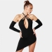 4Stylish Black Cut Out Off The Shoulder Halter Sleeveless Dress
