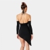 5Stylish Black Cut Out Off The Shoulder Halter Sleeveless Dress
