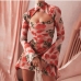 1Summer Printed Long Sleeve Hollow Out Dress