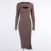 14Trendy Ribbed Long Sleeve Two Piece Dress Set