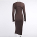 16Trendy Ribbed Long Sleeve Two Piece Dress Set