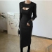 11Trendy Ribbed Long Sleeve Two Piece Dress Set