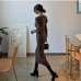 1Trendy Ribbed Long Sleeve Two Piece Dress Set