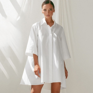 Urban White Loose Short Shirt Dress