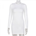 5White Round Neck Hollow Out Long Sleeve Dress