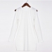 9White Round Neck Hollow Out Long Sleeve Dress