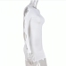 10White Round Neck Hollow Out Long Sleeve Dress