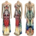 5 Animal Pattern  Backless Hollowed Out Ladies Maxi Dress