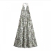 4 Backless Printing V Neck Pocket Casual Maxi Dress