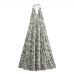 11 Backless Printing V Neck Pocket Casual Maxi Dress