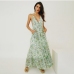 1 Backless Printing V Neck Pocket Casual Maxi Dress