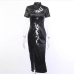 6 Embroidery Slit Short Sleeve Cheongsam Maxi Dress