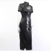 7 Embroidery Slit Short Sleeve Cheongsam Maxi Dress