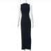 9 Hollow Out  Deep Slit Black Sleeveless Maxi Dress