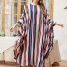 3 Plus Size Loose Colorful Striped Bat Sleeve Long Dress