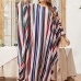 4 Plus Size Loose Colorful Striped Bat Sleeve Long Dress