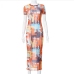 10 Printing Gauze Casual Short Sleeve Maxi Dress