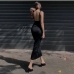 4 Sexy Backless U Neck Black Maxi Dress