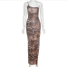 6 Sexy One Shoulder Tiger Print Maxi Dress