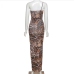 7 Sexy One Shoulder Tiger Print Maxi Dress