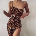 1 Sexy One Shoulder Tiger Print Maxi Dress
