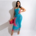 6 Sexy Perspective Halter Sleeveless Maxi Dress