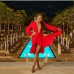 3 Sexy Red V-neck Long Sleeve Irregular Dress