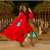 1 Sexy Red V-neck Long Sleeve Irregular Dress