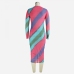 7 Sexy Stripe Long Sleeve Bodycon Maxi Dress