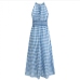 12 Summer Plaid Printing Sleeveless Casual Maxi Dress