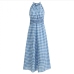 11 Summer Plaid Printing Sleeveless Casual Maxi Dress