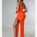 9Alluring Drawstring Spaghetti Strap High Slit Maxi Dress