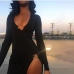 3Alluring Fitted Long Sleeve High Slit Maxi Dress