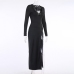 8Alluring Fitted Long Sleeve High Slit Maxi Dress