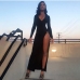 1Alluring Fitted Long Sleeve High Slit Maxi Dress