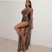 5Alluring Leopard Print Sleeveless High Slit Maxi Dress