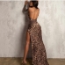 7Alluring Leopard Print Sleeveless High Slit Maxi Dress