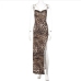 9Alluring Leopard Print Sleeveless High Slit Maxi Dress