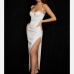 16Alluring Satin Plain Draped High Split Maxi Dress