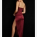 5Alluring Satin Plain Draped High Split Maxi Dress