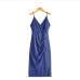 4Alluring V Neck Ruched Sleeveless Slit Maxi Dress