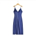 5Alluring V Neck Ruched Sleeveless Slit Maxi Dress