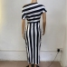 4Asymmetric Inclined Shoulder Striped Maxi Dress