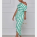 5Asymmetric Inclined Shoulder Striped Maxi Dress