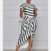 8Asymmetric Inclined Shoulder Striped Maxi Dress
