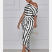 9Asymmetric Inclined Shoulder Striped Maxi Dress