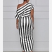 11Asymmetric Inclined Shoulder Striped Maxi Dress