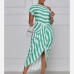 1Asymmetric Inclined Shoulder Striped Maxi Dress